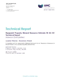 Technical Report Rajapalot Property Mineral Resource Estimate NI 43-101 Technical Report Mawson Gold Limited