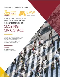 The Role of Measures to Address Terrorism and Violent Extremism on Closing Civic Space
