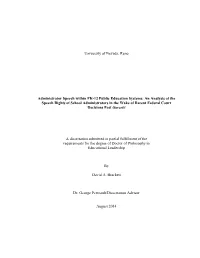 University of Nevada, Reno Administrator Speech Within PK-12