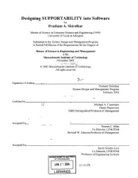 Designing SUPPORTABILITY Into Software by Prashant A