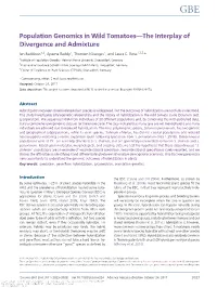 Population Genomics in Wild Tomatoes—The Interplay of Divergence and Admixture
