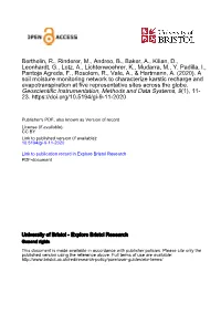 Soil Moisture Monitoring Network to Characterize Karstic Recharge and Evapotranspiration at Five Representative Sites Across the Globe