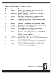 Taunton Mobile: Summary of Routes 2014/15