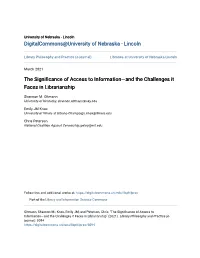 The Significance of Access to Information—And the Challenges It Faces in Librarianship