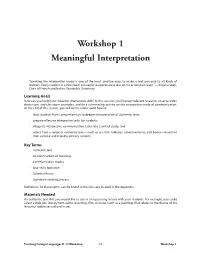 Workshop 1 Meaningful Interpretation
