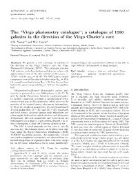 A Catalogue of 1180 Galaxies in the Direction of the Virgo Cluster's Core