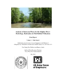 Analysis of Instream Flows for the Sulphur River: Hydrology, Hydraulics & Fish Habitat Utilization