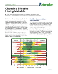 Choosing Effective Liming Materials ► Acidic Soils Require Lime to Maintain the Proper Ph for Growing Crops and Forage