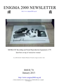 Enigma 2000 Newsletter