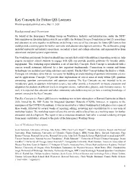 Key Concepts for Future QIS Learners Workshop Output Published Online May 13, 2020