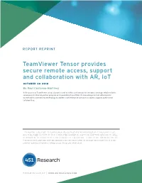 Teamviewer Tensor Provides Secure Remote Access, Support and Collaboration with AR, Iot