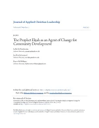 The Prophet Elijah As an Agent of Change for Community Development