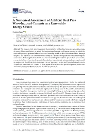 A Numerical Assessment of Artificial Reef Pass Wave-Induced Currents As a Renewable Energy Source
