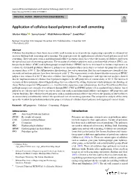 Application of Cellulose-Based Polymers in Oil Well Cementing
