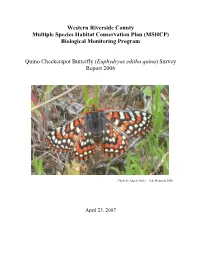 Biological Monitoring Program Quino Checkerspot Butterfly Survey Report 2006