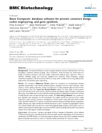 Gene Composer: Database Software for Protein Construct Design, Codon