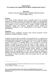 Introduction to 'The Change in the Original Plan for Marx's Capital And