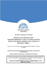 Report on the Review of the Assembly Members' Code of Conduct