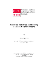 Resource Industries and Security Issues in Northern Alberta