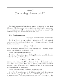 The Topology of Subsets of Rn