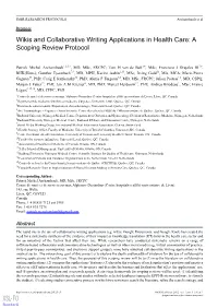 Wikis and Collaborative Writing Applications in Health Care: a Scoping Review Protocol