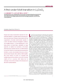 A First-Order Mott Transition in Lix Coo2