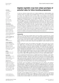 Angolan Vegetable Crops Have Unique Genotypes of Potential Value For