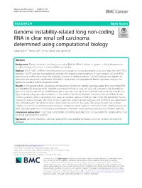 Genome Instability-Related Long Non-Coding RNA in Clear Renal Cell