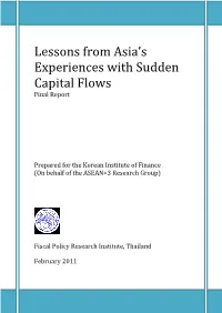Lessons from Asia's Experiences with Sudden Capital Flows