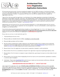 Architectural Firm Initial Registration Application Instructions