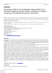 Developing a Plan for the Sustainable Implementation of an Electronic Health Intervention