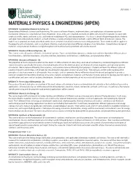 Materials Physics & Engineering (MPEN)