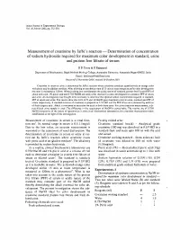Measurement of Creatinine by Jaffe's Reaction