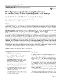 Minimally Invasive Surgical Treatment Using 'Iliac Pillar' Screw for Isolated