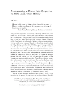 Reconstructing a Miracle: New Perspectives on Mata Ortiz Pottery Making