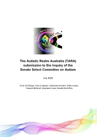 Submission to the Inquiry of the Senate Select Committee on Autism