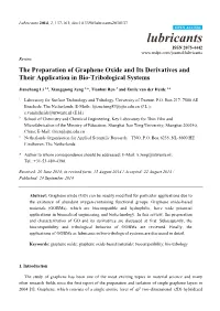 The Preparation of Graphene Oxide and Its Derivatives and Their Application in Bio-Tribological Systems