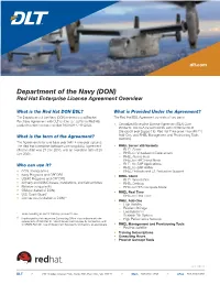 Department of the Navy (DON) Red Hat Enterprise License Agreement Overview