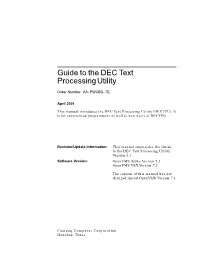 Guide to the DEC Text Processing Utility