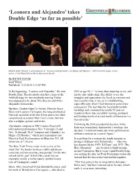 'Leonora and Alejandro' Takes Double Edge 'As Far As Possible'