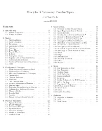 Principles of Astronomy: Possible Topics