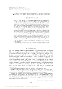 Quaternion Zernike Spherical Polynomials