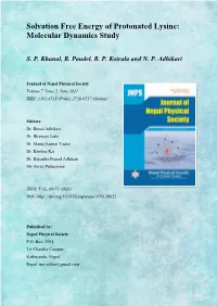 Solvation Free Energy of Protonated Lysine: Molecular Dynamics Study