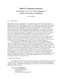 Typological Overview of the Languages of Central and Southern Philippines