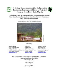A Critical Needs Assessment for Collaborative Ecotourism Development Linked to Protected Areas in Cross River State, Nigeria