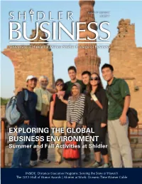 EXPLORING the GLOBAL BUSINESS ENVIRONMENT Summer and Fall Activities at Shidler