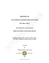 History of Uncommon Fermented Soyfoods: 157 References in Chronological Order
