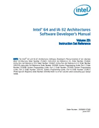 Intel® 64 and IA-32 Architectures Software Developer's Manual Volume 2D: Instruction Set Reference