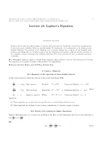 Lecture 24: Laplace's Equation