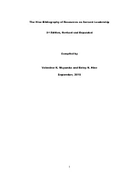 The Hine Bibliography of Resources on Servant Leadership 3Rd Edition